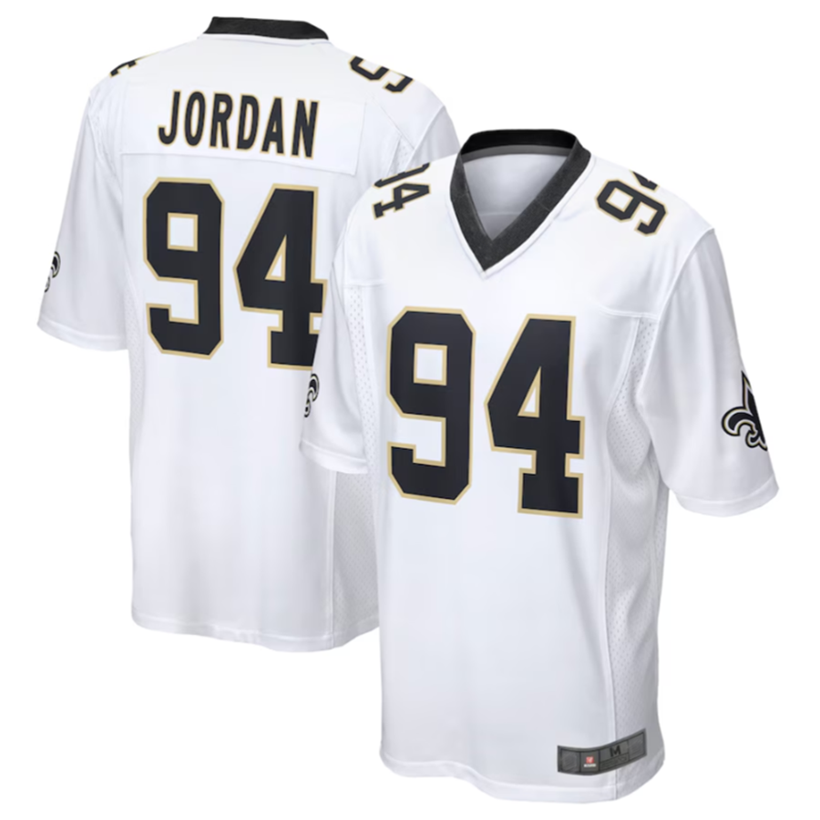 Elroe NO.Saints #94 Cameron Jordan White Game Stitched American Stitched Jerseys
