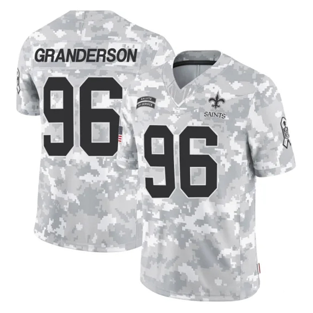 Elroe NO.Saints #96 Carl Granderson Player Arctic Camo Salute To Service Limited Game Stitched Jerseys