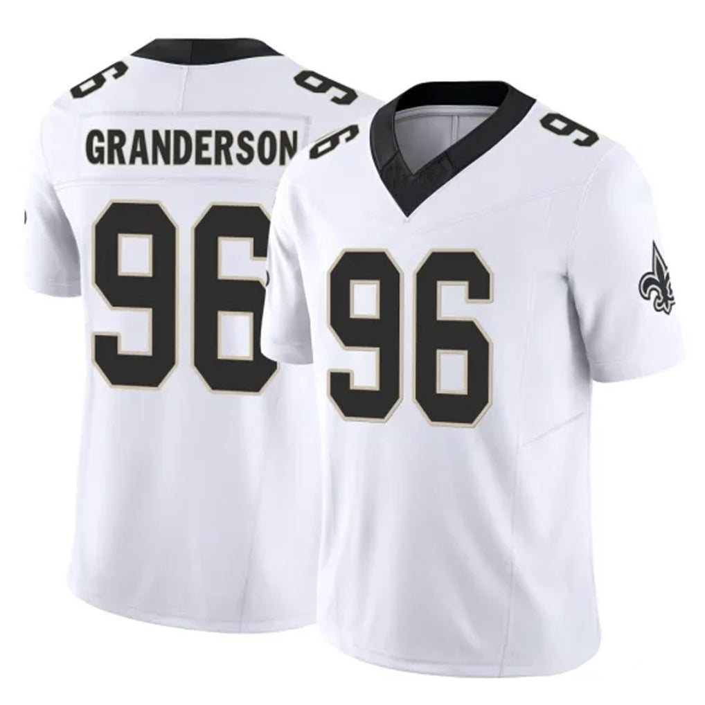 Elroe NO.Saints #96 Carl Granderson Player White Limited Vapor F.U.S.E. Home Game Stitched Jerseys