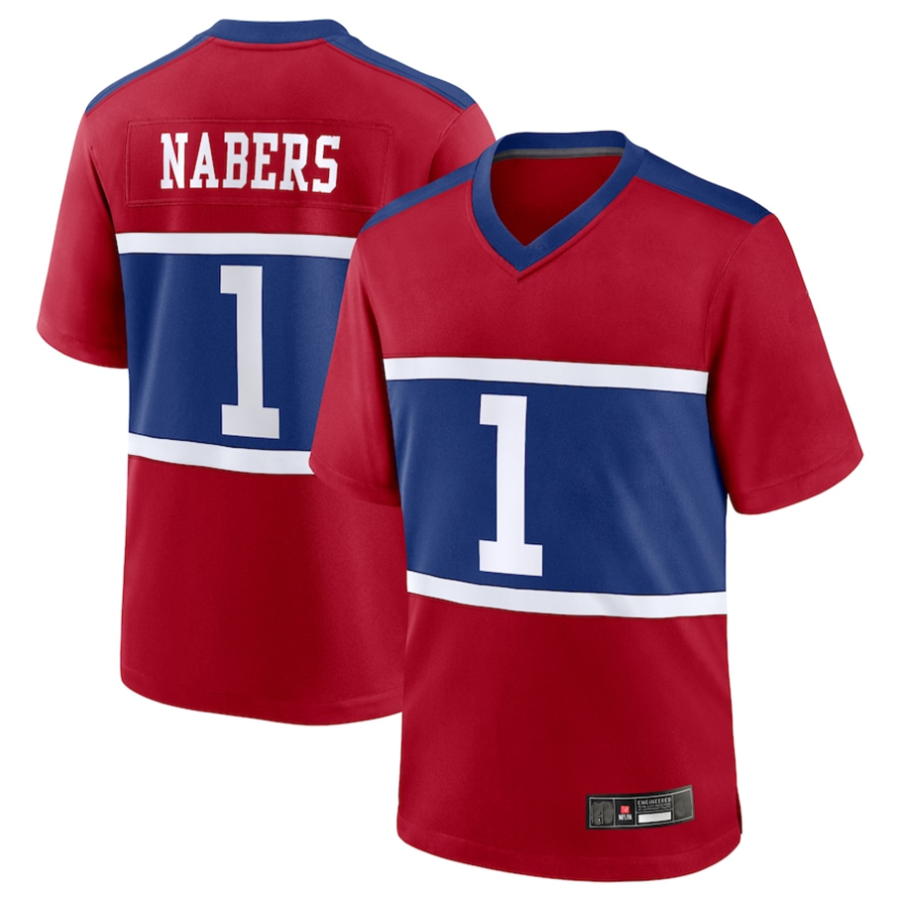 Elroe NY.Giants Century #1 Malik Nabers Player Red Alternate Game Stitched Jerseys