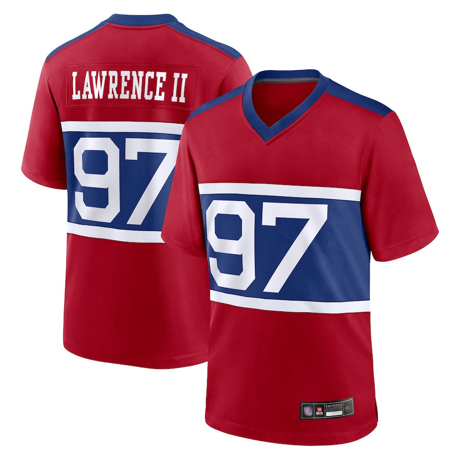Elroe NY.Giants Secondary Throwback Alternate Jerseys - Red - #97 Dexter Lawrence II Player