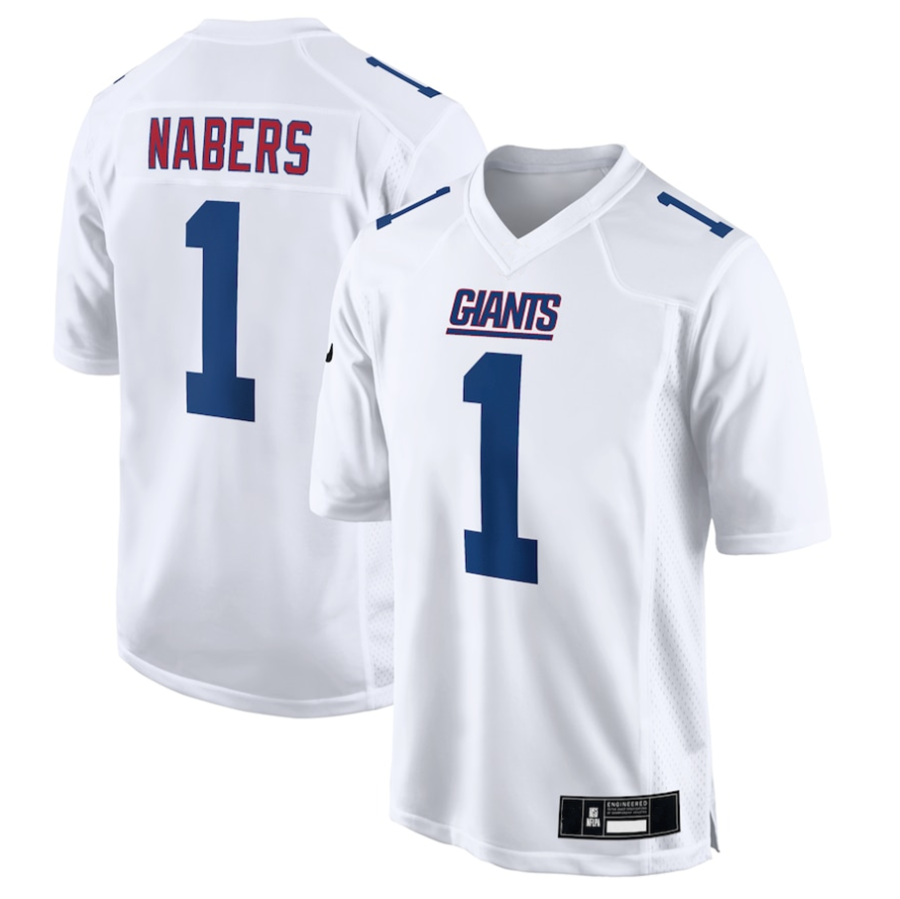 Elroe NY. Giants Tundra #1 Malik Nabers Player White Fashion Stitched Jerseys