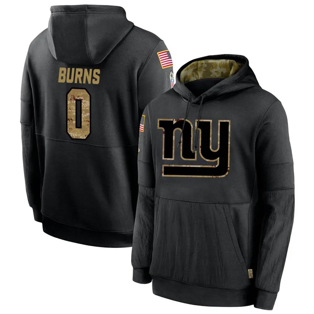 Elroe NY.Giants #0 Brian Burns Player Black Salute to Service Hoodies Stitched Jerseys