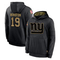 Elroe NY.Giants #19 Jameis Winston Player Black Salute to Service Hoodies Limited Game Stitched Jerseys