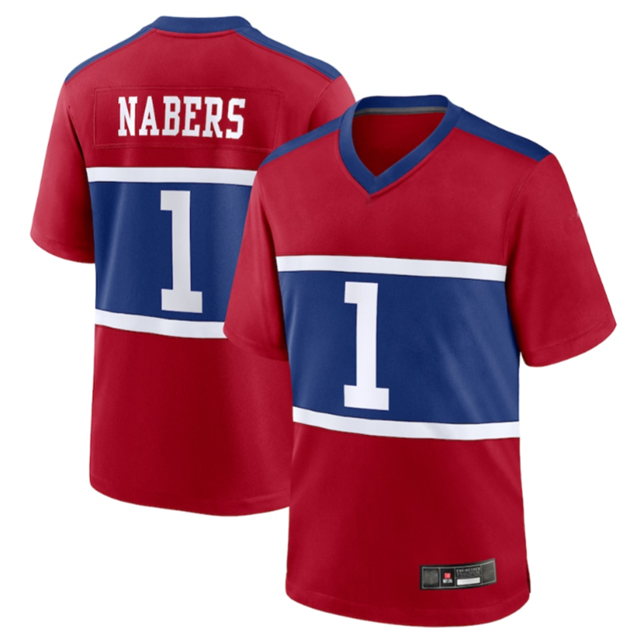 Elroe NY.Giants #1 Malik Nabers Century Red Alternate Game Stitched Jerseys