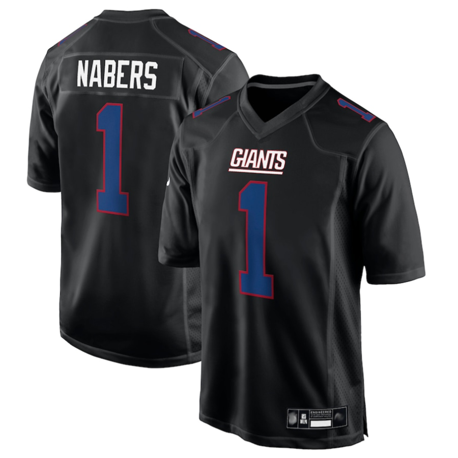 Elroe NY.Giants #1 Malik Nabers Player Carbon Black Fashion Stitched Jerseys