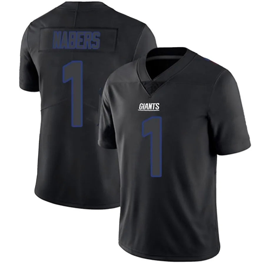 Elroe NY.Giants #1 Malik Nabers Player Limited Black Impact Stitched Jerseys