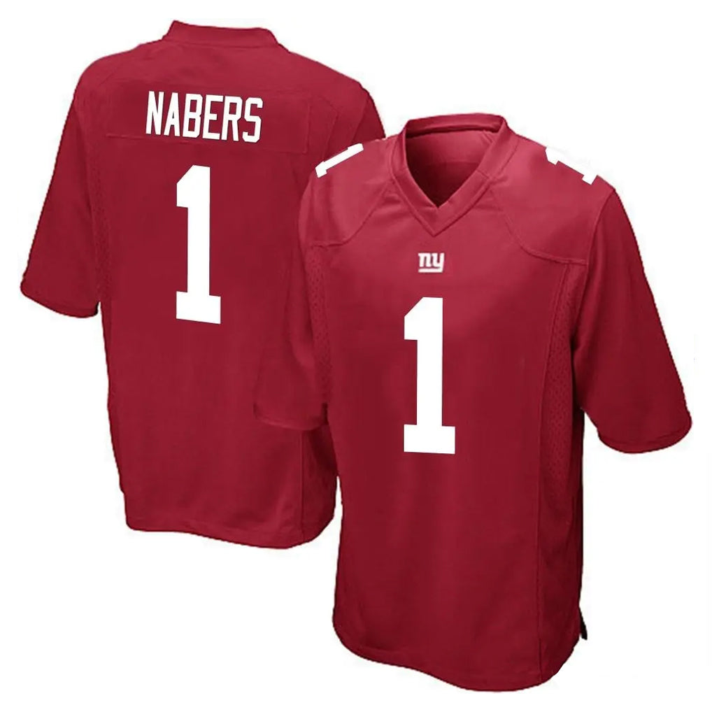 Elroe NY.Giants #1 Malik Nabers Player Red Home Game Stitched Jerseys