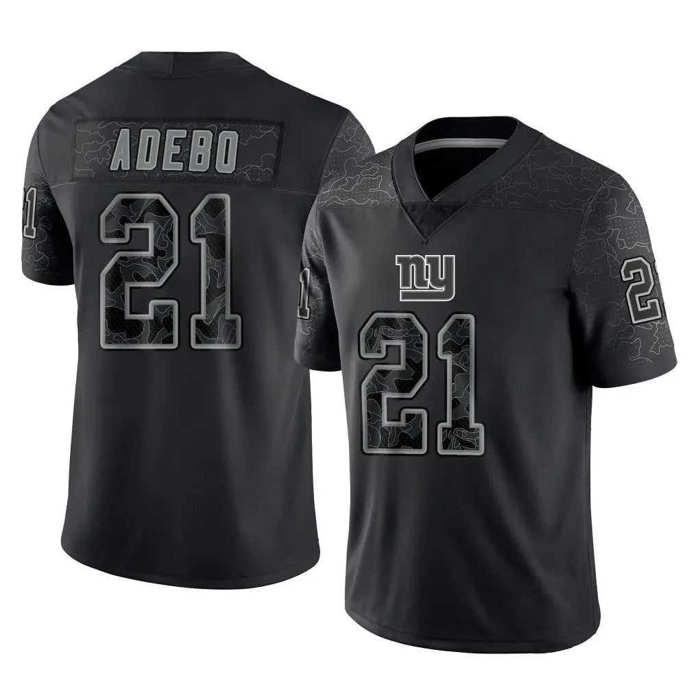 Elroe NY.Giants #21 Paulson Adebo Player Black Limited Reflective Home Game Stitched Jerseys