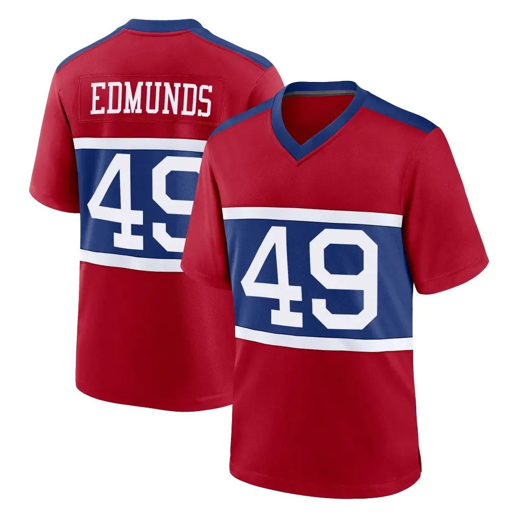 Elroe NY.Giants #49 Tremaine Edmunds Player Red Century Home Game Stitched Jerseys