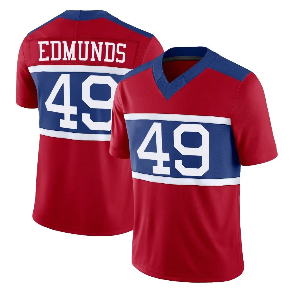 Elroe NY.Giants #49 Tremaine Edmunds Player Red Century Vapor F.U.S.E. Home Game Stitched Jerseys