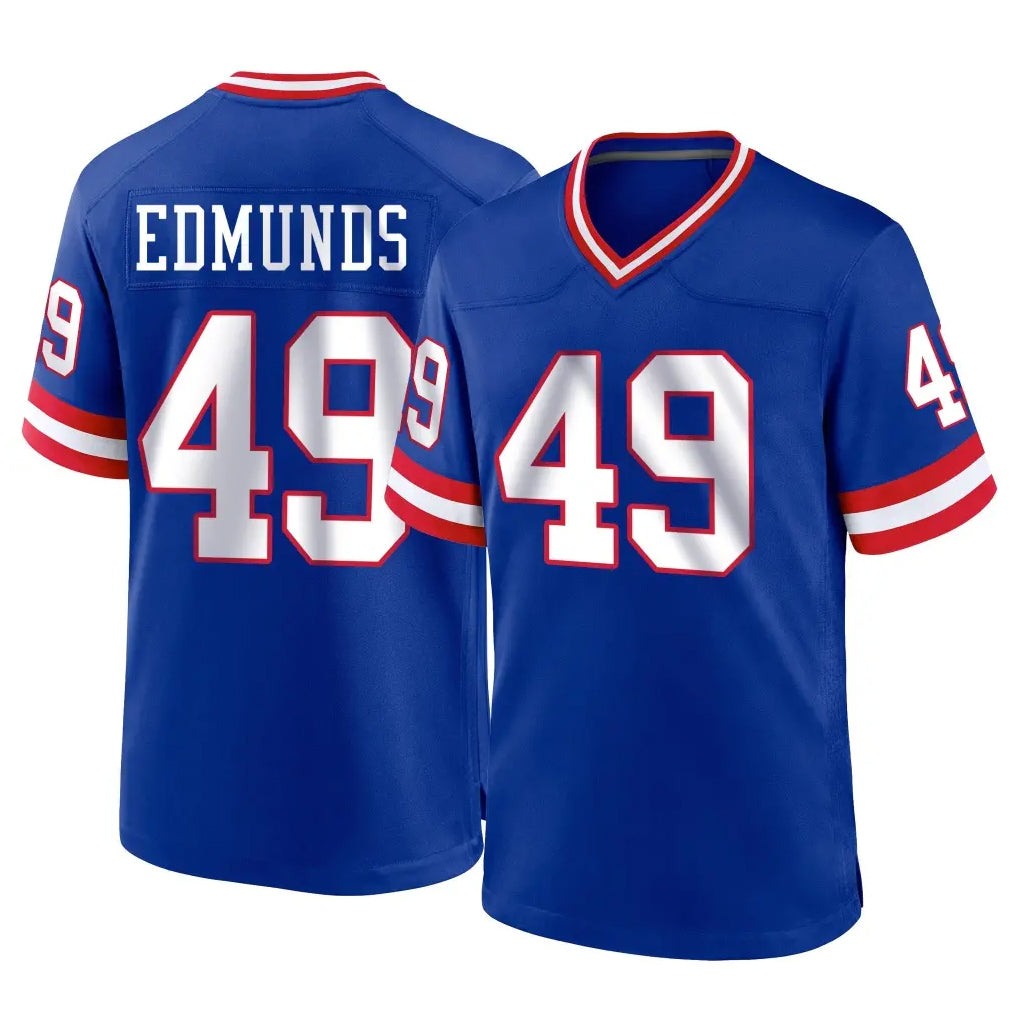 Elroe NY.Giants #49 Tremaine Edmunds Player Royal Classic Home Game Stitched Jerseys