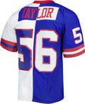 Elroe NY.Giants #56 Lawrence Taylor Mitchell & Ness Royal-White Split Legacy Replica Stitched Jerseys