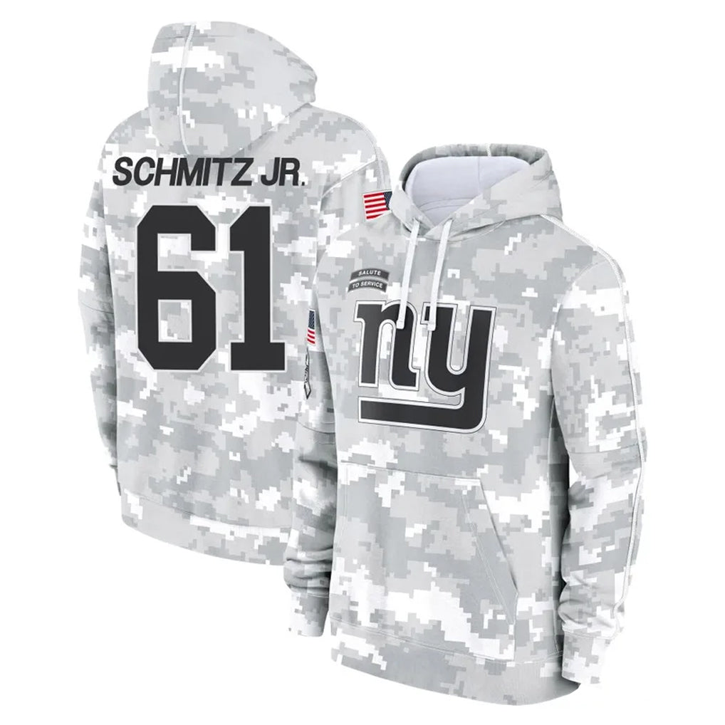 Elroe NY.Giants #61 John Michael Schmitz Jr. Player Arctic Camo Salute to Service Pullover Hoodies Limited Game Stitched Jerseys