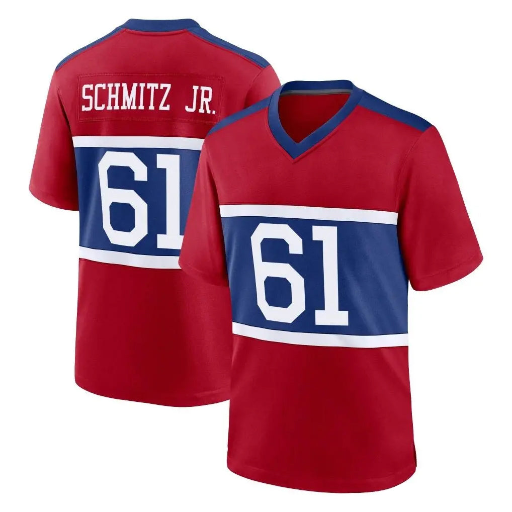 Elroe NY.Giants #61 John Michael Schmitz Jr. Player Red Century Home Game Stitched Jerseys