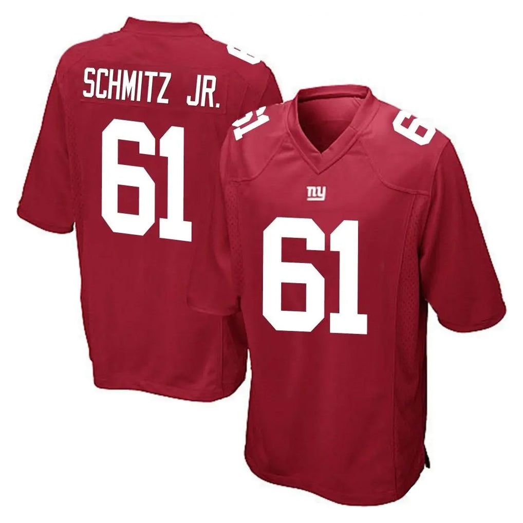 Elroe NY.Giants #61 John Michael Schmitz Jr. Player Red Home Game Stitched Jerseys