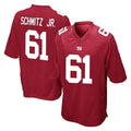 Elroe NY.Giants #61 John Michael Schmitz Jr. Player Red Home Game Stitched Jerseys