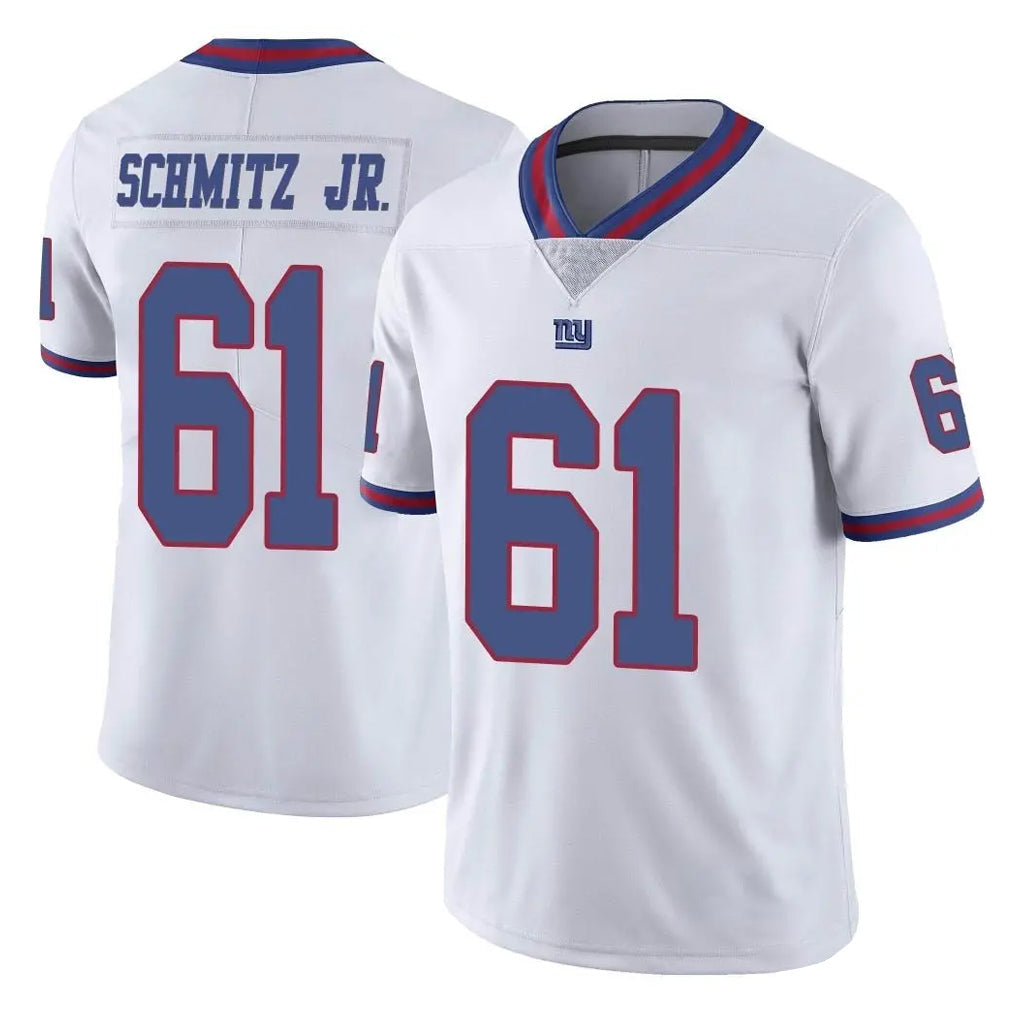 Elroe NY.Giants #61 John Michael Schmitz Jr. Player White Color Rush Home Game Stitched Jerseys