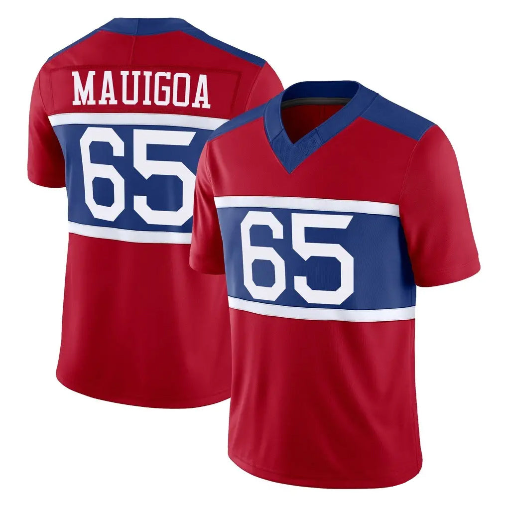 Elroe NY.Giants #65 Francis Mauigoa Player Red Century Vapor F.U.S.E. Home Game Stitched Jerseys