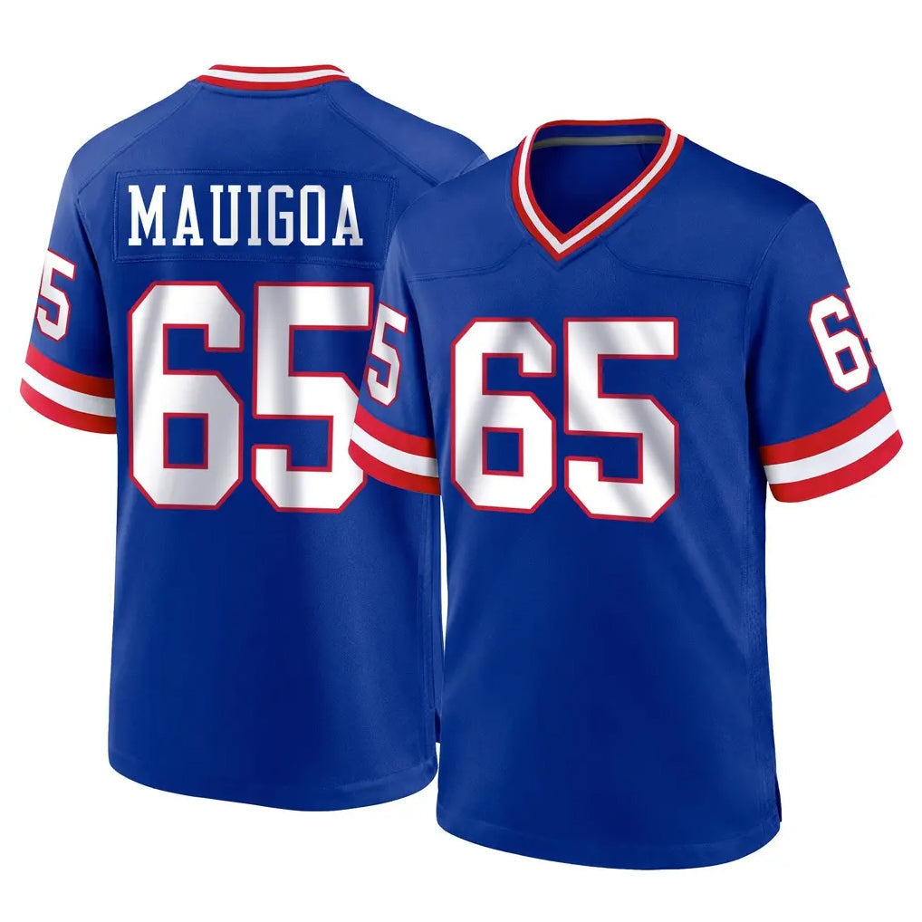 Elroe NY.Giants #65 Francis Mauigoa Player Royal Classic Home Game Stitched Jerseys
