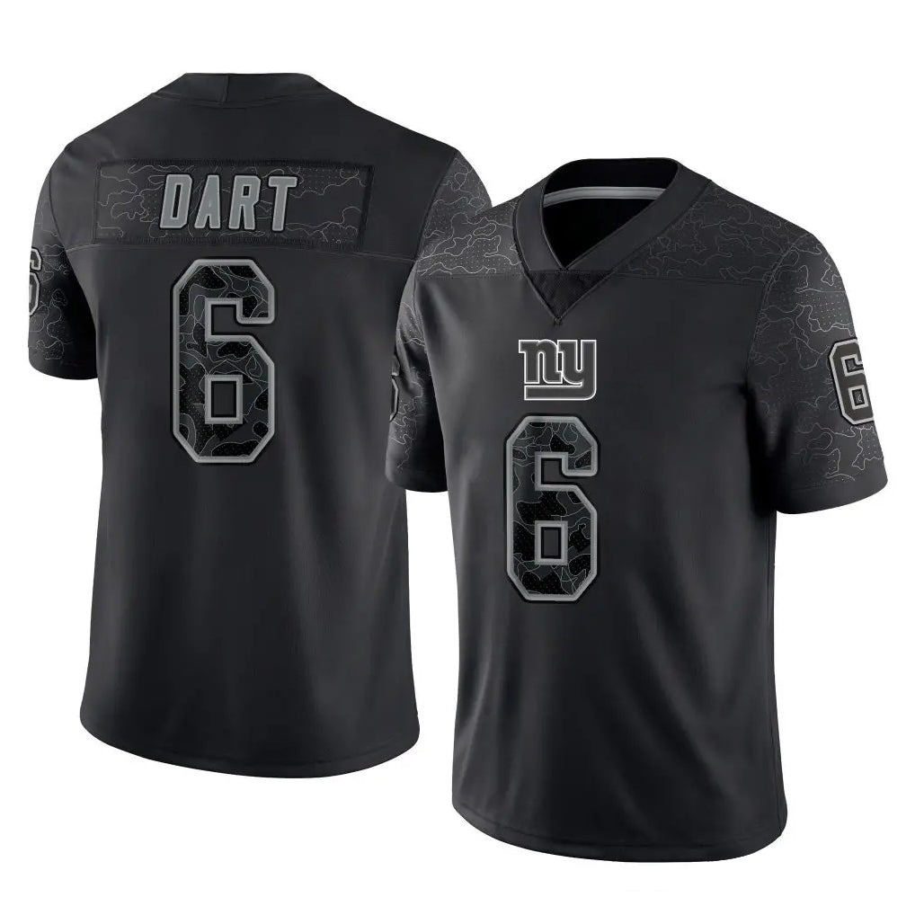 Elroe NY.Giants #6 Jaxson Dart Player Black Limited Reflective Home Game Stitched Jerseys