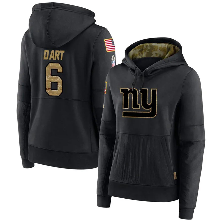 Elroe NY.Giants #6 Jaxson Dart Player Black Salute to Service Hoodies Stitched Jerseys