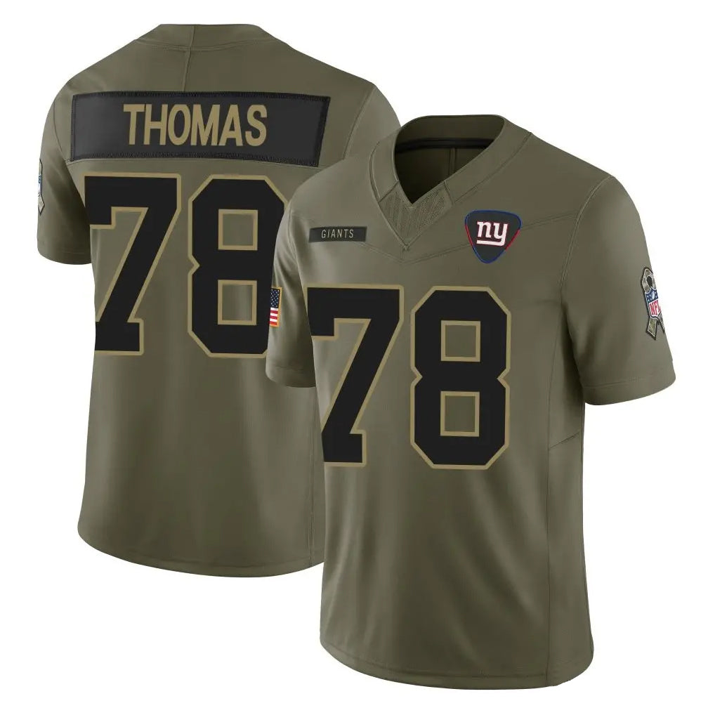 Elroe NY.Giants #78 Andrew Thomas Player Olive 2025 Salute To Service Limited Stitched Jerseys
