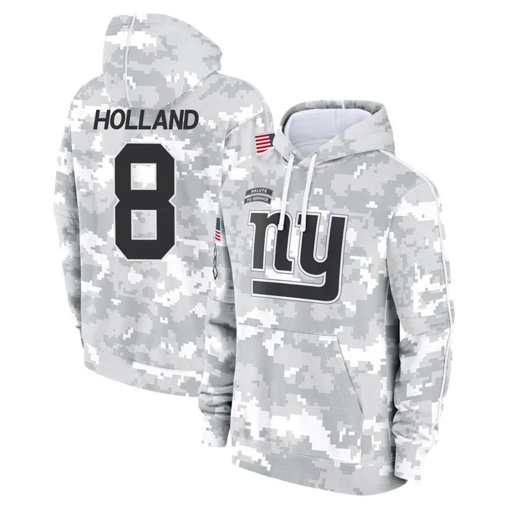 Elroe NY.Giants #8 Jevon Holland Player Arctic Camo Salute to Service Pullover Hoodies Limited Game Stitched Jerseys