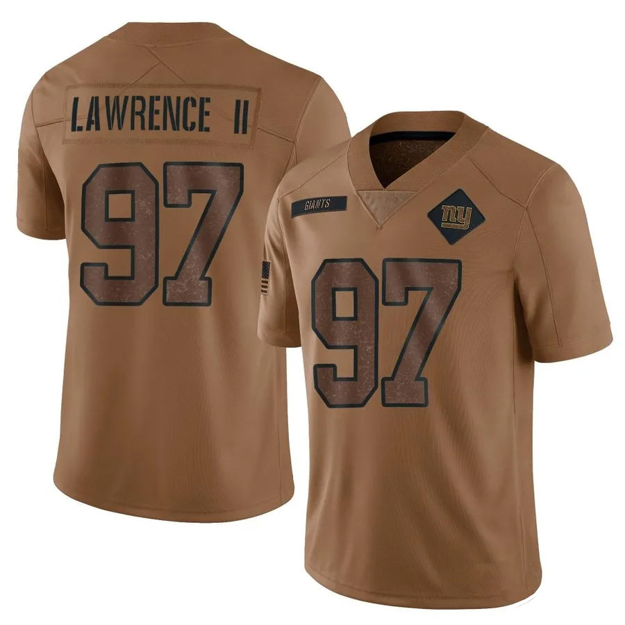 Elroe NY.Giants #97 Dexter Lawrence II Player Brown Salute To Service Limited Stitched Jerseys