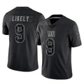 Elroe NY.Giants #9 Lsaiah Likely Player Black Limited Reflective Home Game Stitched Jerseys