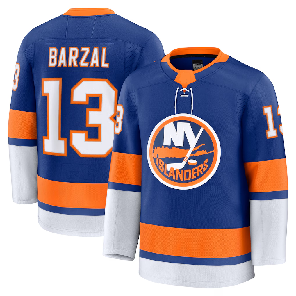 Elroe NY.Islanders #13 Mathew Barzal Royal Home Premium Jerseys