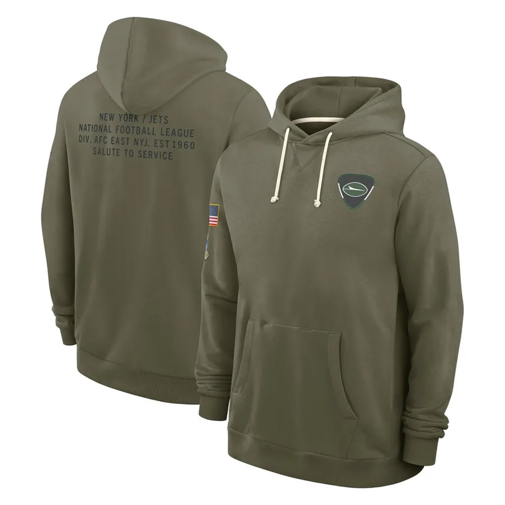Elroe NY.Jets Olive Salute to Service Pullover Hoodies Limited Blank Player Stitched Jerseys