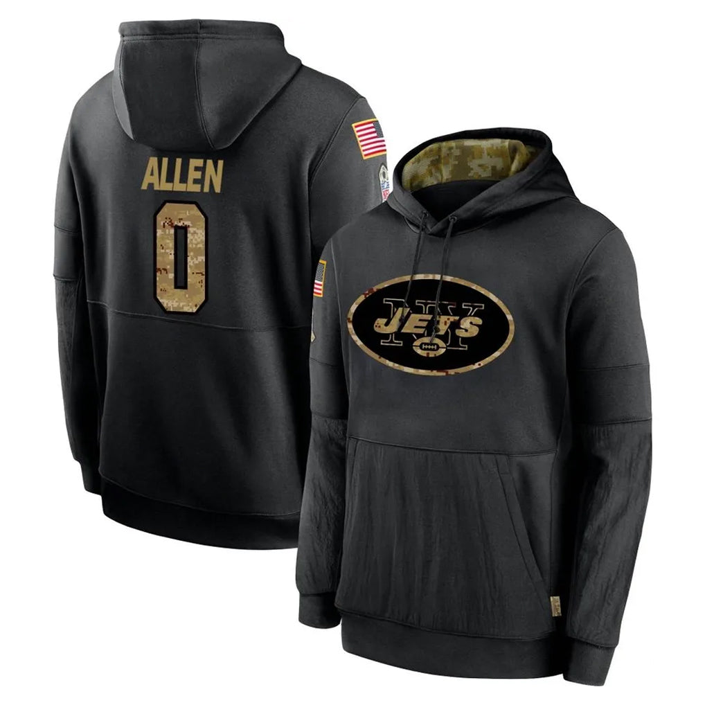 Elroe NY.Jets #0 Braelon Allen Player Black Salute to Service Hoodies Limited Game Stitched Jerseys