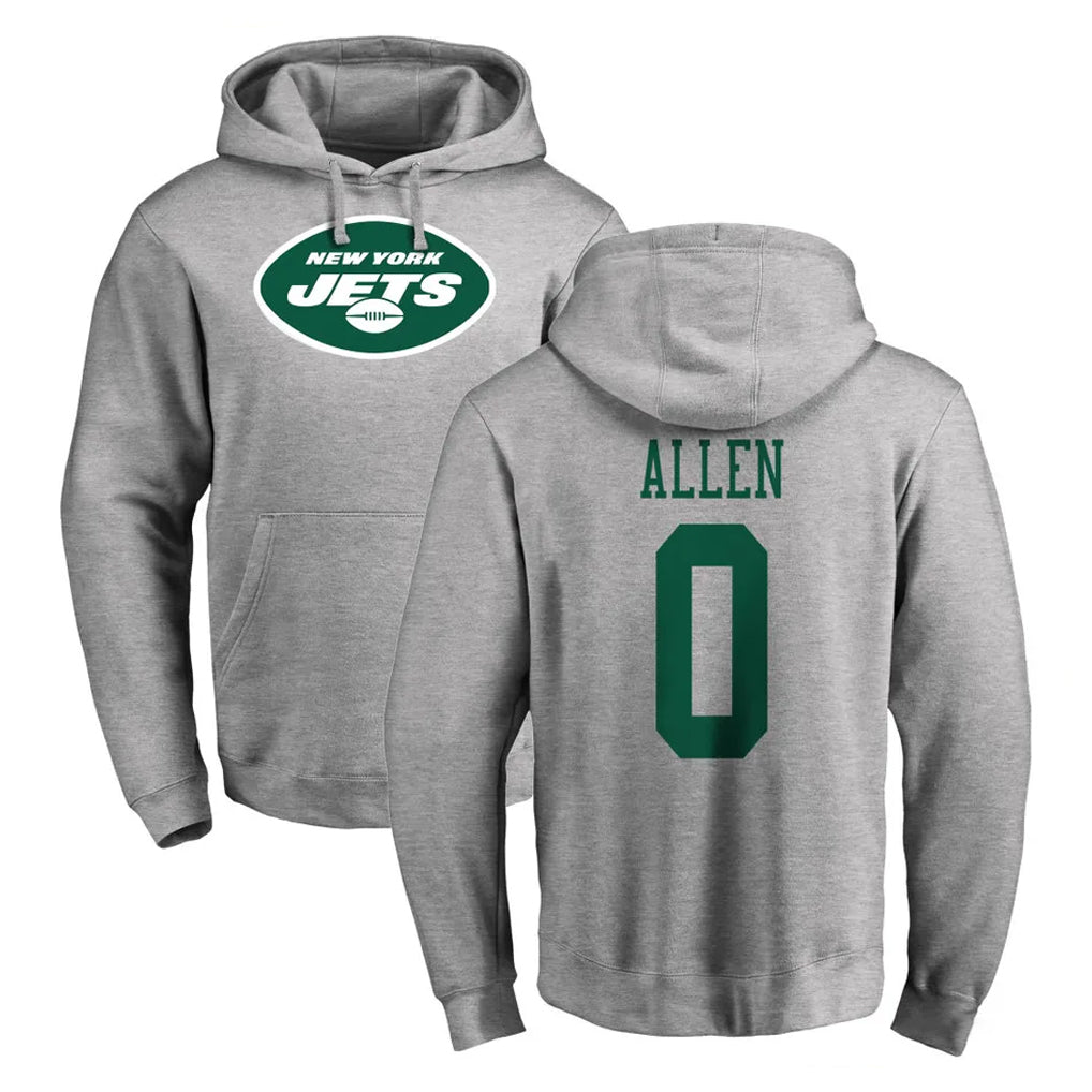 Elroe NY.Jets #0 Braelon Allen Player Gray LOGO Pullover Hoodies Limited Game Stitched Jerseys