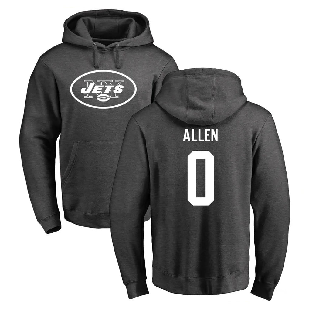 Elroe NY.Jets #0 Braelon Allen Player Gray Pullover Hoodies Limited Game Stitched Jerseys