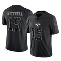 Elroe NY.Jets #15 Adonai Mitchell Player Stealth Black Limited Reflective Home Game Stitched Jerseys