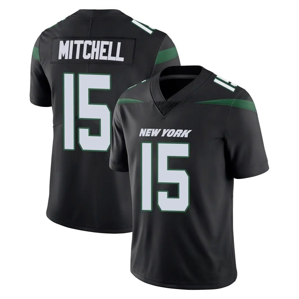 Elroe NY.Jets #15 Adonai Mitchell Player Stealth Black Limited Vapor Home Game Stitched Jerseys