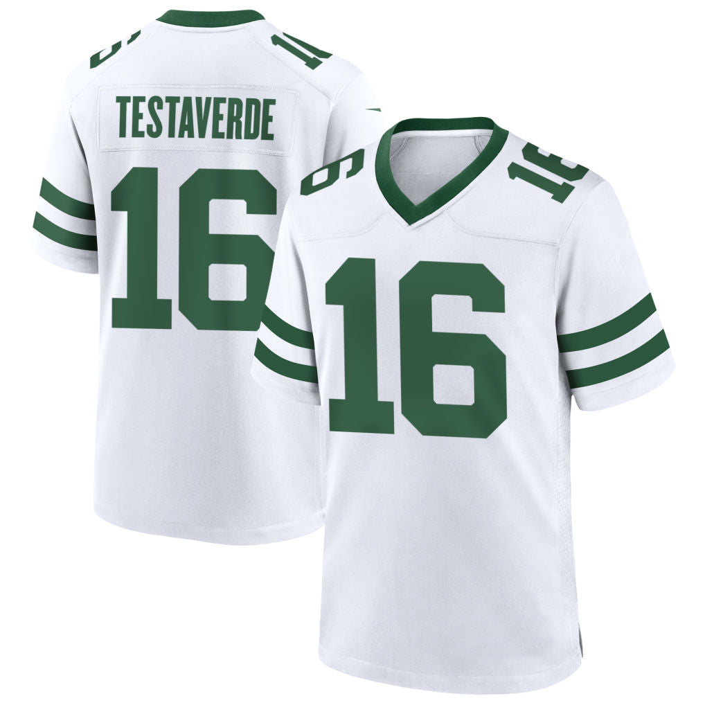 Elroe NY.Jets #16 Vinny Testaverde Player White Home Game Stitched Jerseys