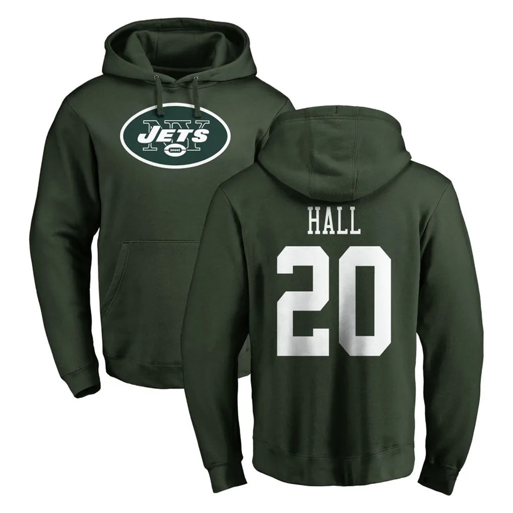 Elroe NY.Jets #20 Breece Hall Player Green LOGO Pullover Hoodies Limited Game Stitched Jerseys