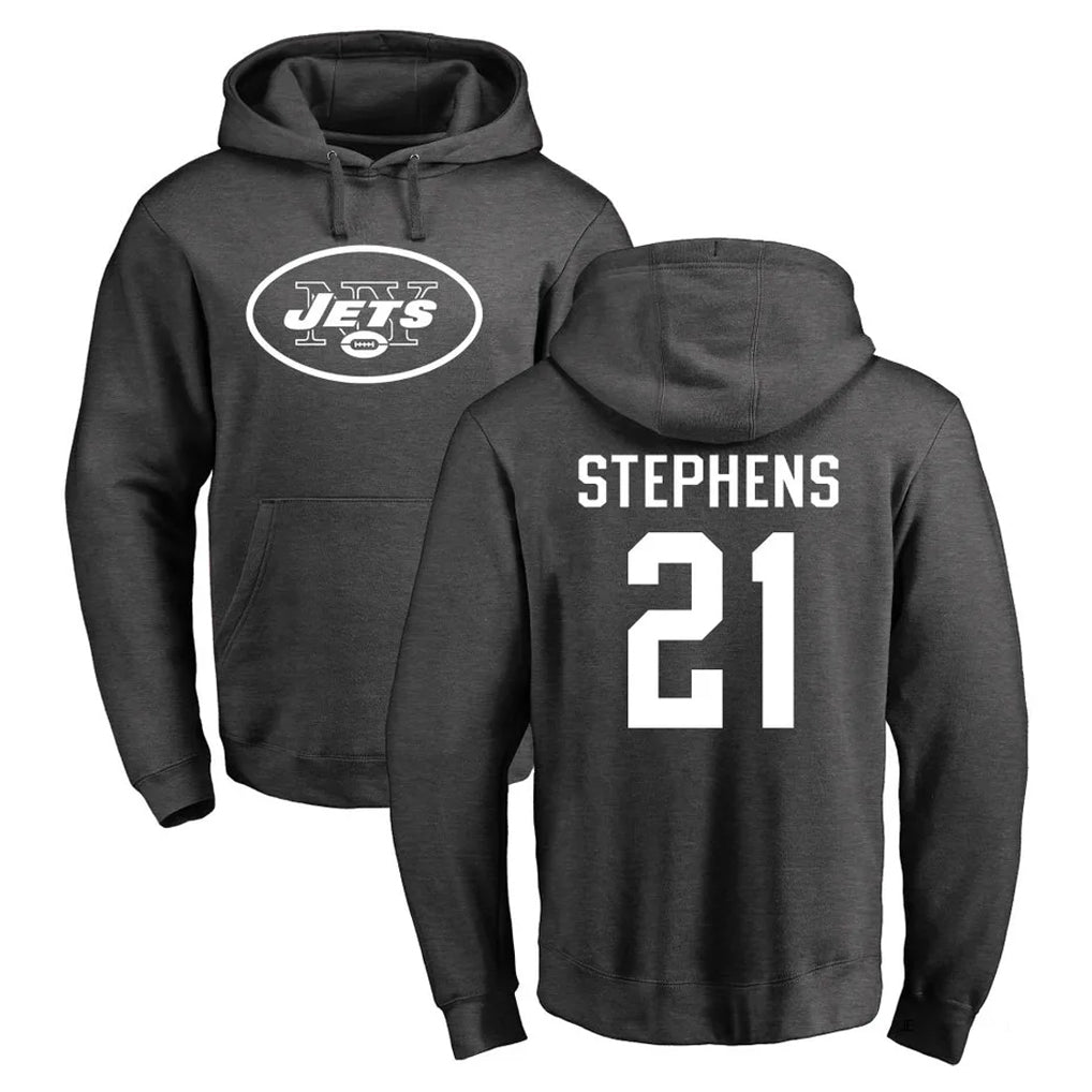 Elroe NY.Jets #21 Brandon Stephens Player Gray Pullover Hoodies Limited Game Stitched Jerseys