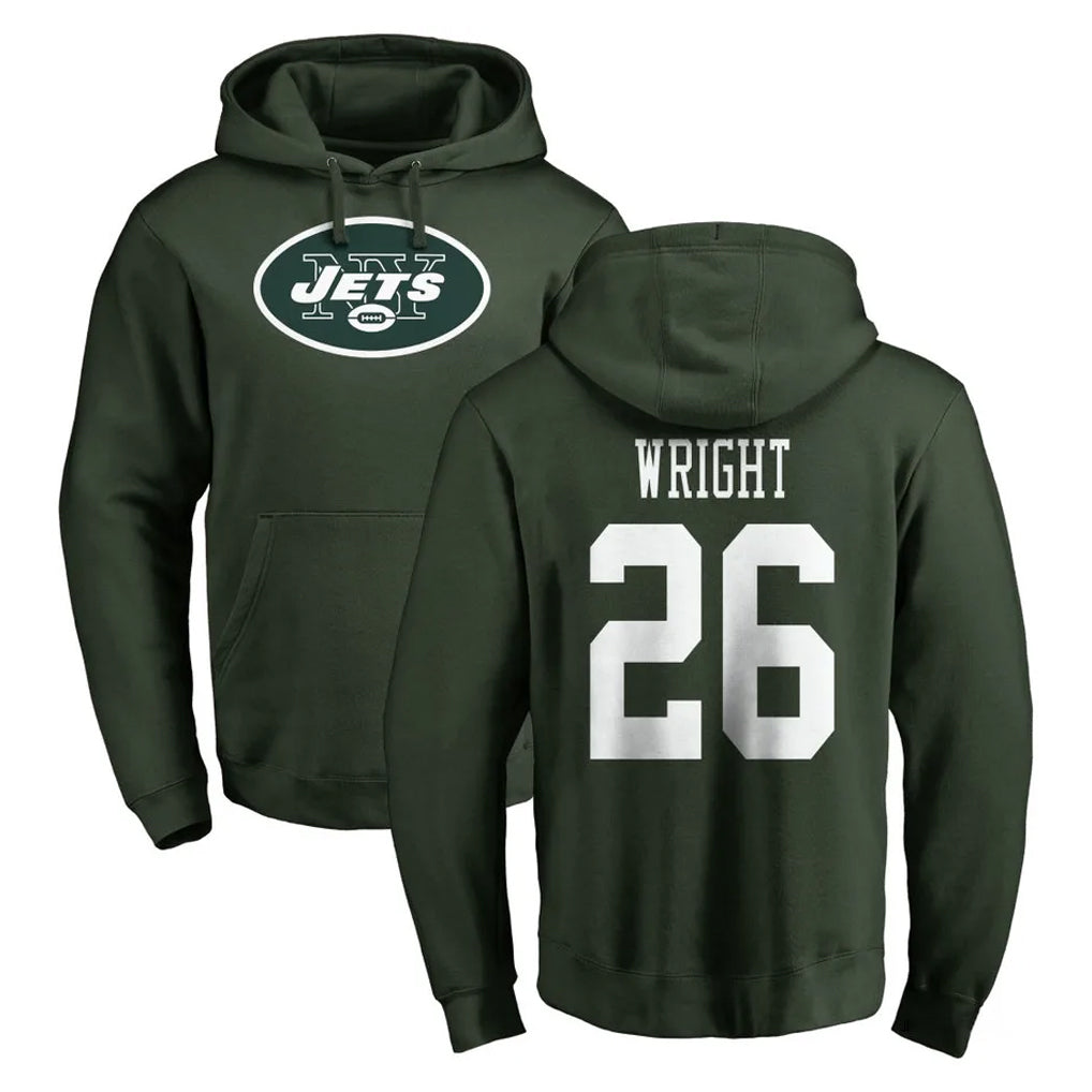 Elroe NY.Jets #26 Nahshon Wright Player Green LOGO Pullover Hoodies Limited Game Stitched Jerseys