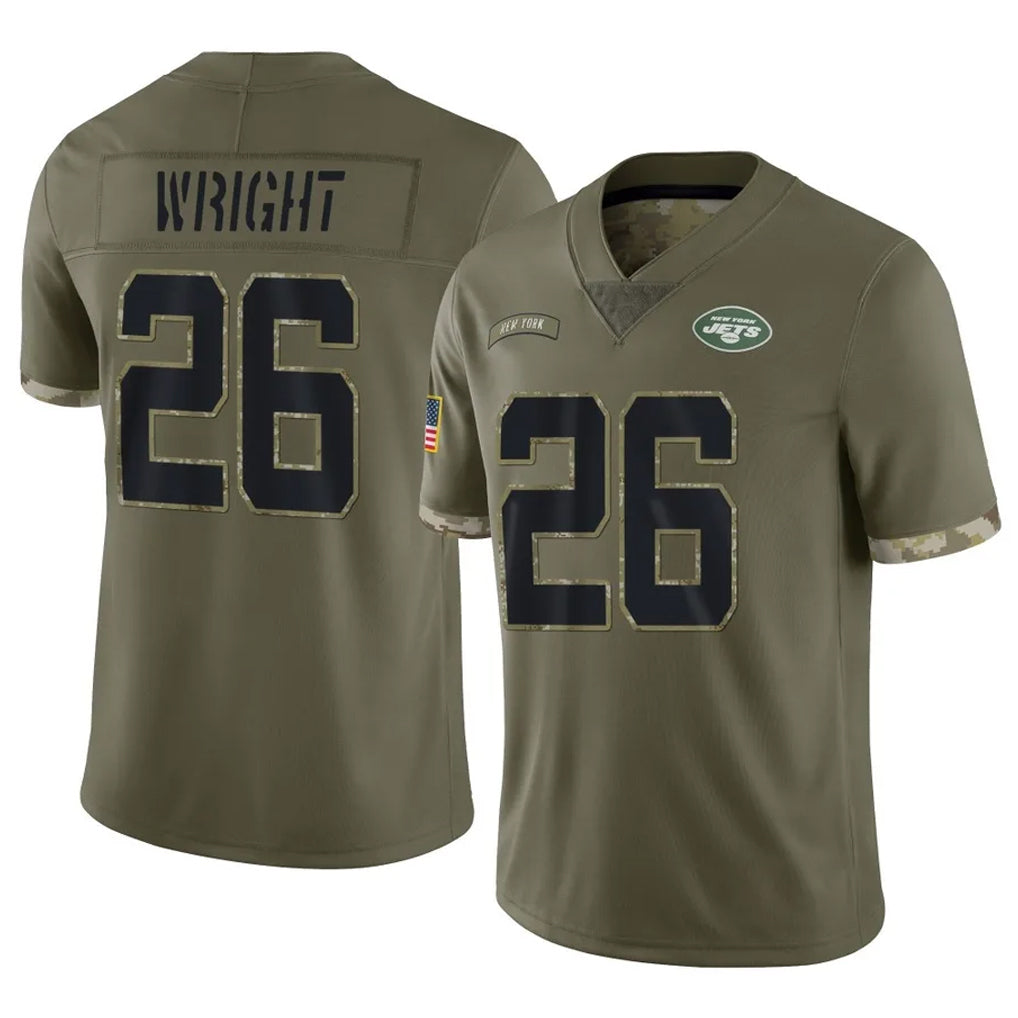 Elroe NY.Jets #26 Nahshon Wright Player Olive Salute To Service Limited Stitched Jerseys