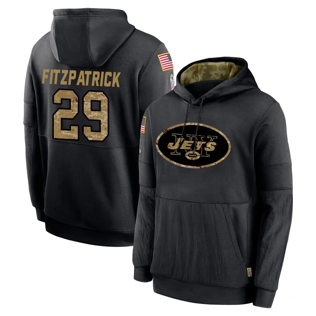 Elroe NY.Jets #29 Minkah Fitzpatrick Player Black Salute to Service Hoodies Limited Game Stitched Jerseys