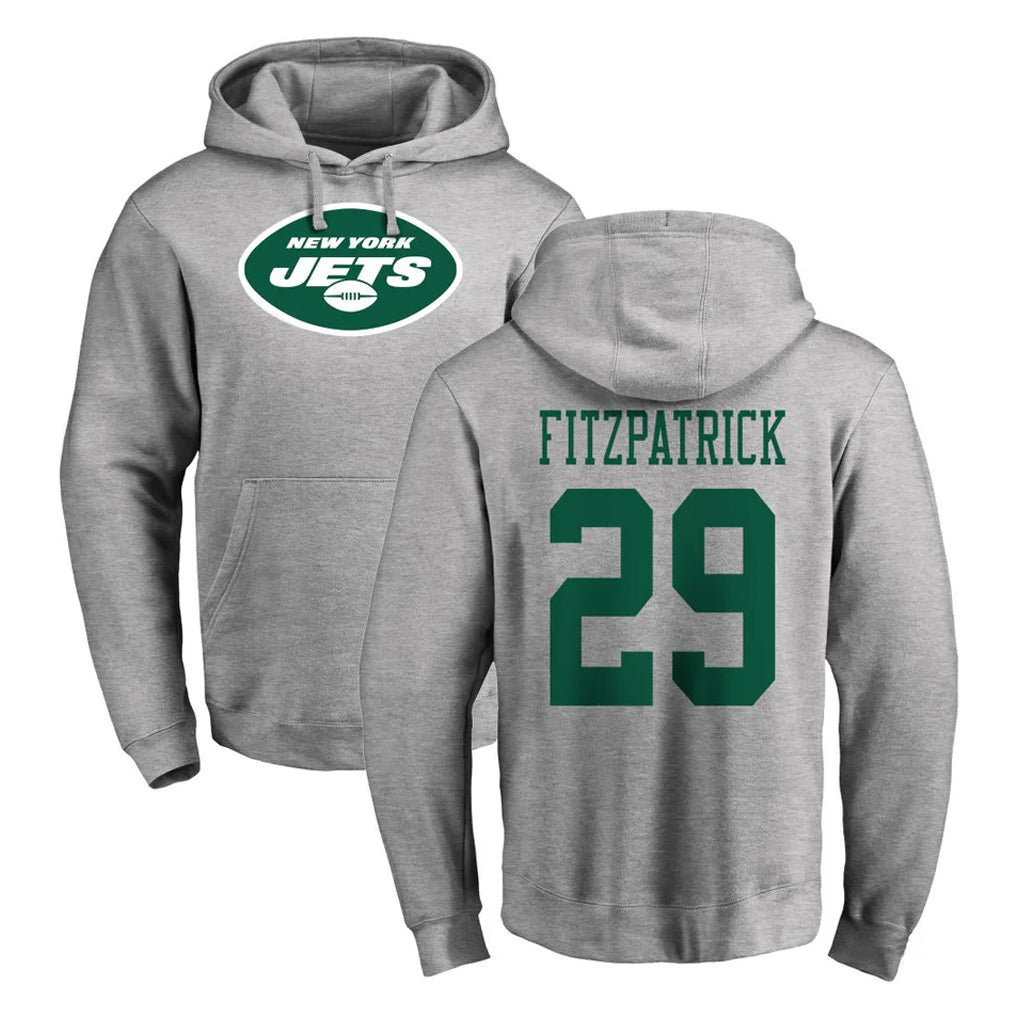 Elroe NY.Jets #29 Minkah Fitzpatrick Player Gray LOGO Pullover Hoodies Limited Game Stitched Jerseys