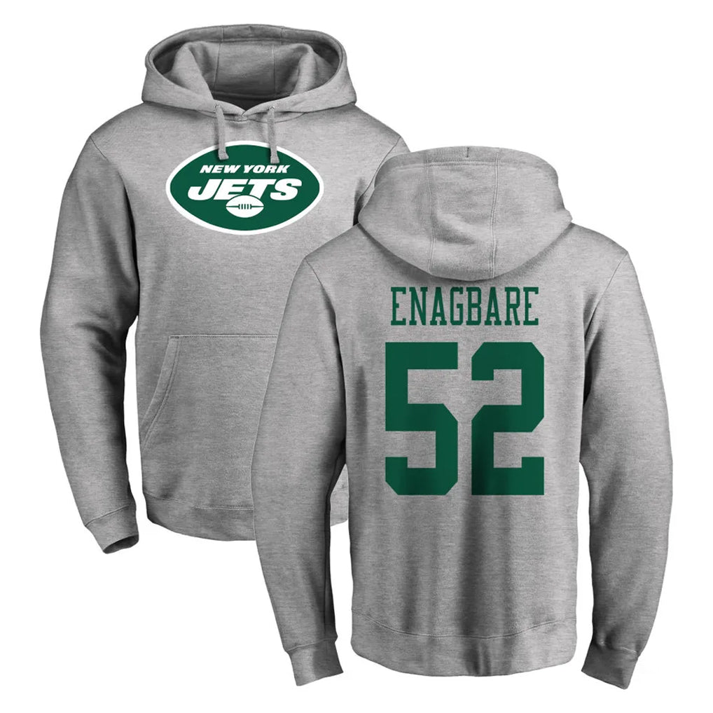 Elroe NY.Jets #52 Kingsley Enagbare Player Gray LOGO Pullover Hoodies Limited Game Stitched Jerseys
