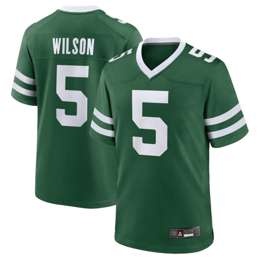 Elroe NY.Jets #5 Garrett Wilson Legacy Green Game Jersey Stitched American Stitched Jersey
