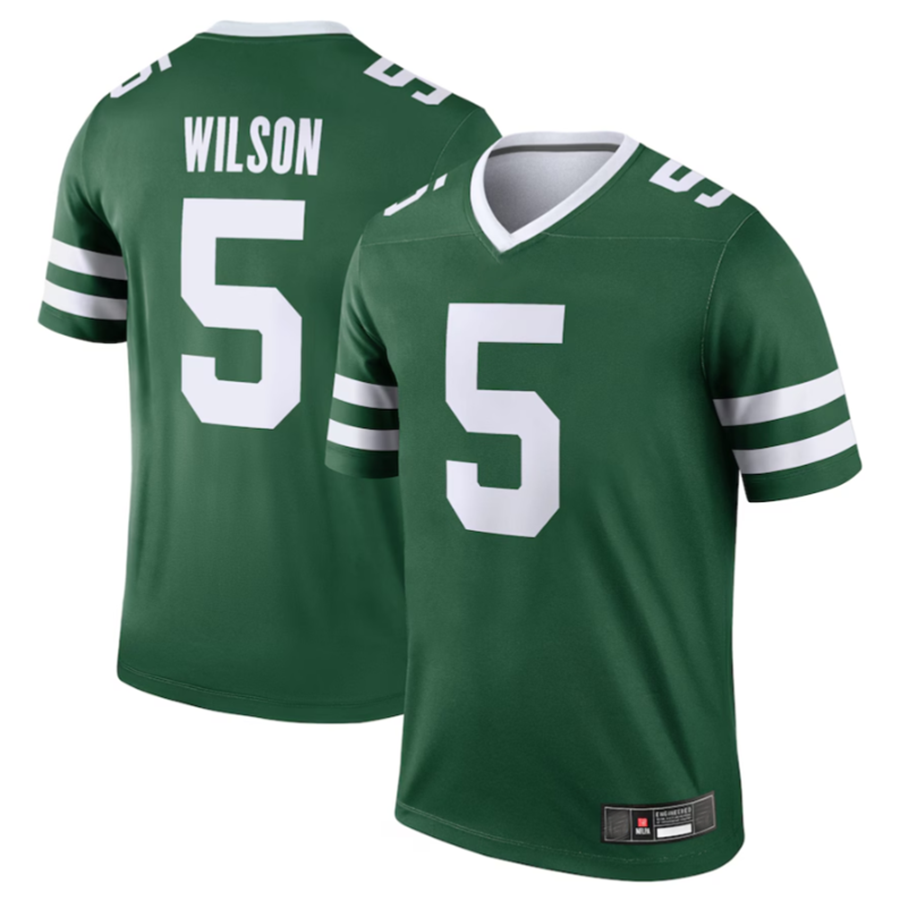 Elroe NY.Jets #5 Garrett Wilson Legacy Green Legend Jersey Stitched American Stitched Jersey