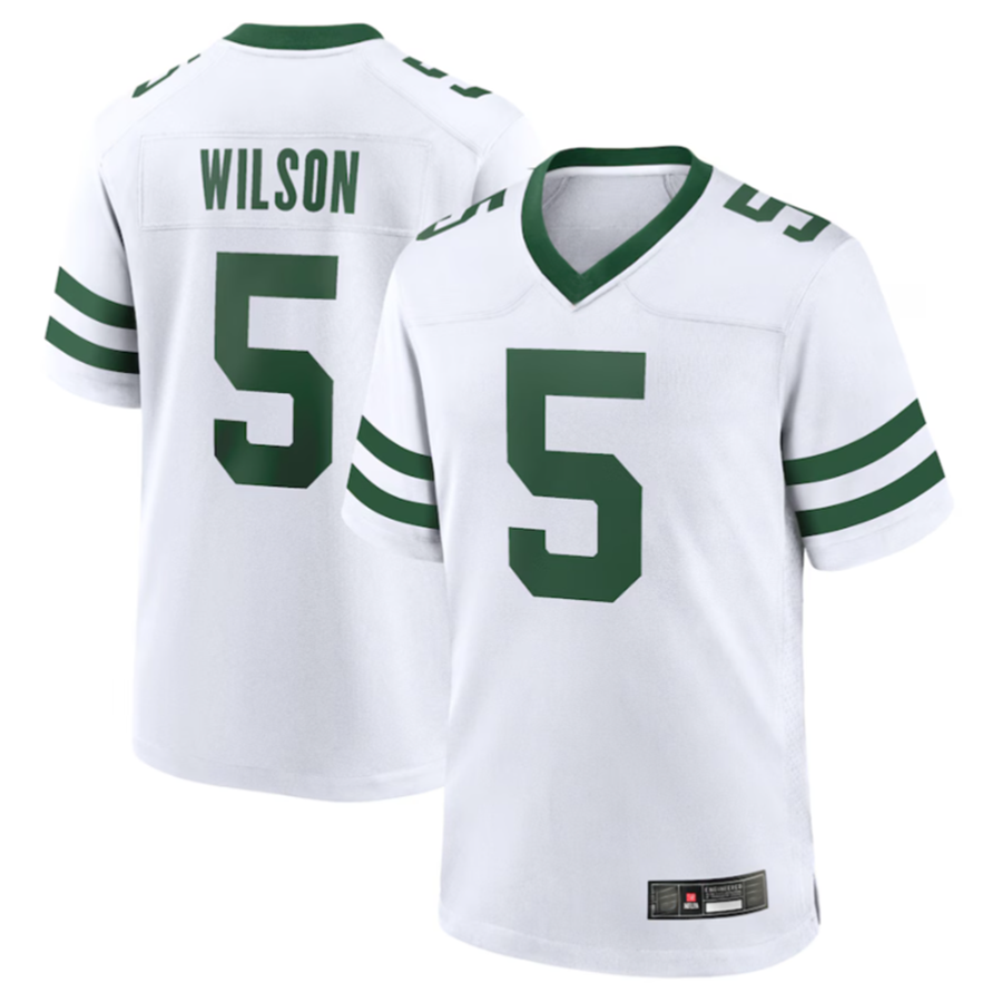 Elroe NY.Jets #5 Garrett Wilson Legacy White Game Jersey Stitched American Stitched Jersey