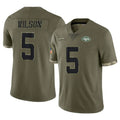 Elroe NY.Jets #5 Garrett Wilson Player Olive Salute To Service Limited Stitched Jerseys