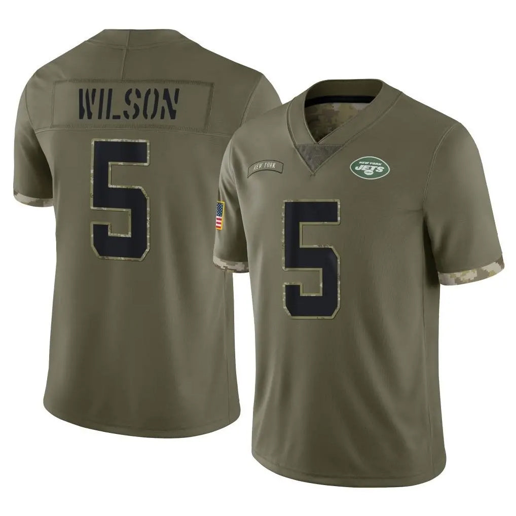 Elroe NY.Jets #5 Garrett Wilson Player Olive Salute To Service Limited Stitched Jerseys